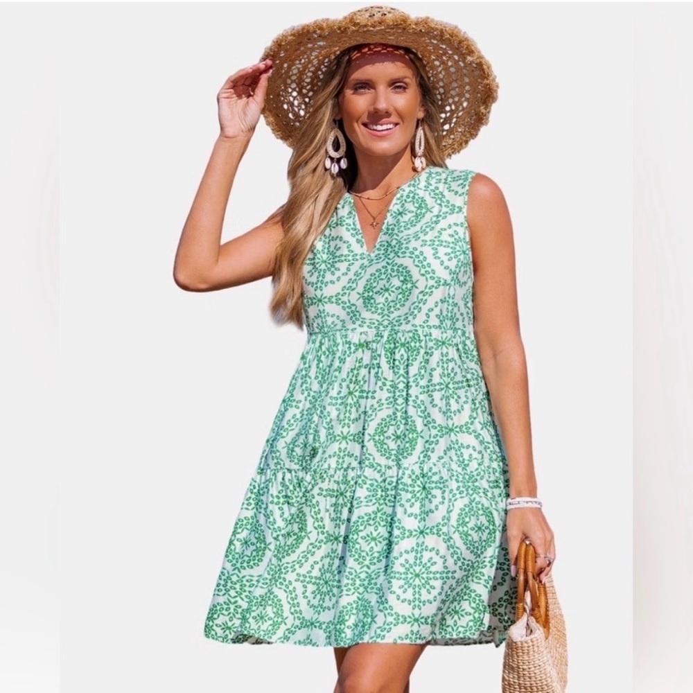 Cupshe Coastal Calm Ornate Mini Dress NWT